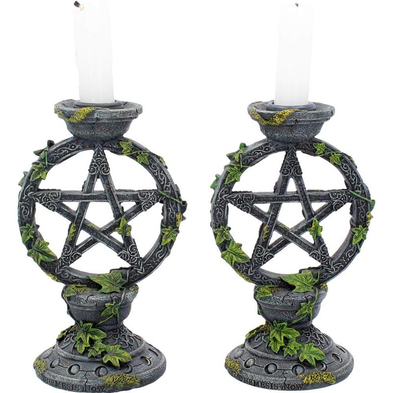 Nemesis Now B2539G6 Wiccan Pentagramm Kerzenständer Set mit 2 Kerzenhaltern