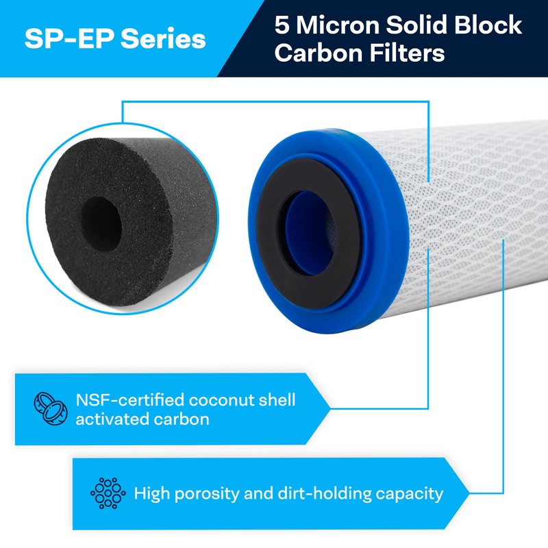 SpiroPure SP-EP-20 20x2.5 5 Micron NSF Certified Coconut Shell Carbon
