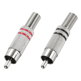 sourcing map 2Pcs RCA to Speaker Wire Connector, RCA Solder Male Silver Plated Stereo Audio Connector Adapter 5.7MM Jack Plug