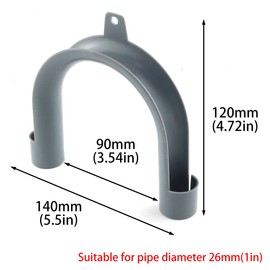 DGHAOP Universal U Shape Drain Hose Guide Assembly Fits All Drain Hose Washing Machine Discharge Hose Clip Hose Holder (1 x Grey U-Shape Drain Hose Guide + 2 x Cable Tie Adhesive Sticker)