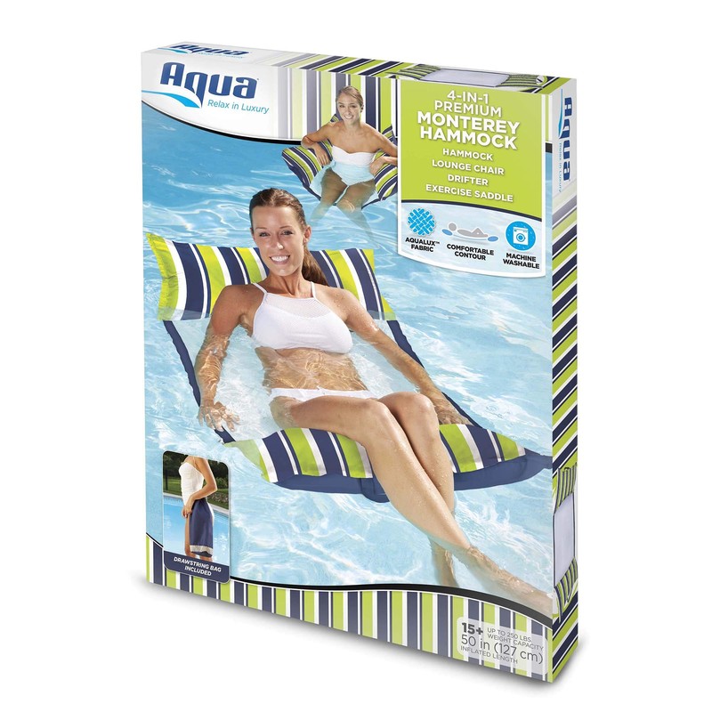 Aqua 4-in-1 Deluxe Monterey, Resort-Quality Pool Float and Water Hammock,Multi-Purpose,