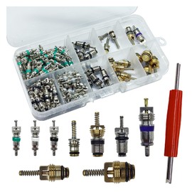 UHANBUT 134PCS R134a A/C Schrader Valve Core Kit, Assorted Automotive Tire Valve Stem Core Replacement, Universal Car Air Conditioning Refrigeration Repair Accessories