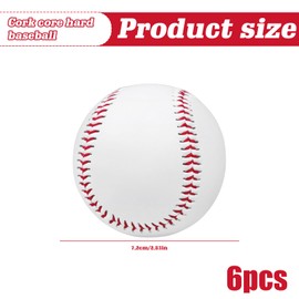 TOATELU Pack of 6 baseballs 9 inch hand-sewn baseballs, professional baseballs, 9 inches, professional baseball balls for adults and teenagers, professional baseball games