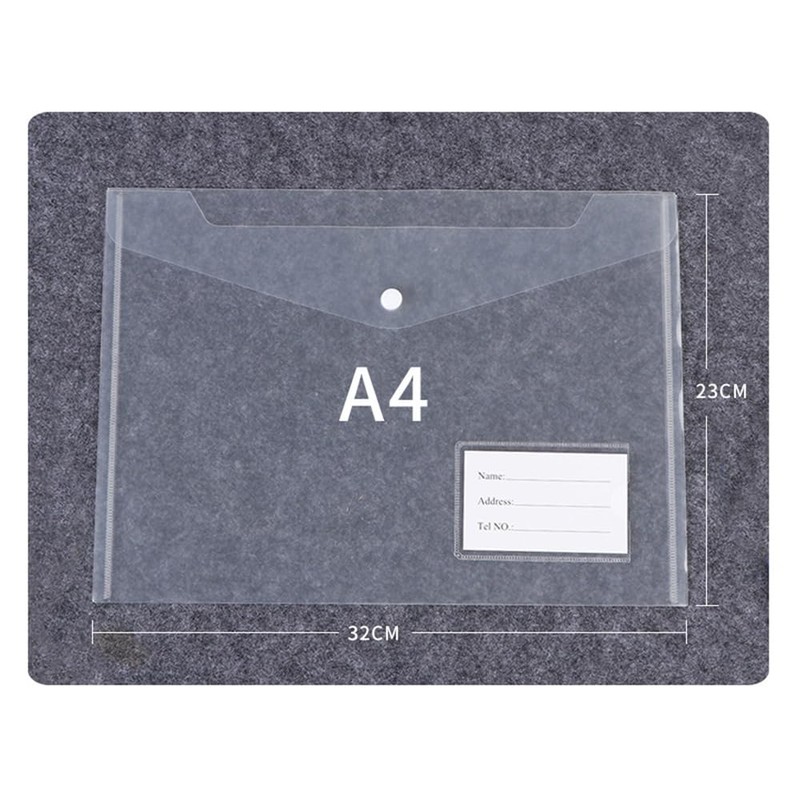 Pack of 10 A4 Document Wallets, Transparent Document Folder A4