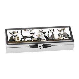 Fridolin Pill Box for 7 Days Rosina Wachtmeister Cats Sepia Size: Approx. 10.1 x 3.50 x 1.70 cm