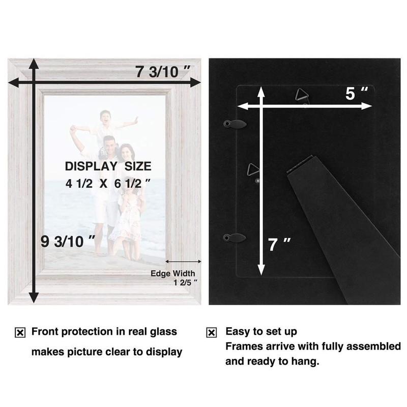 LaVie Home 5x7 Picture Frames (1 Pack, Distressed White) Rustic