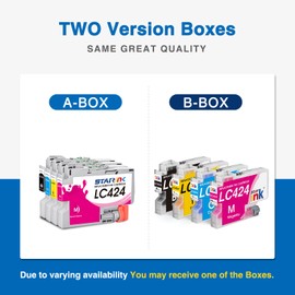 LC424 Multipack Cartridges Compatible with Brother LC-424 LC-424VAL Printer Cartridges for Brother DCP-J1200W DCP-J1200WE, 1 Black, 1 Cyan, 1 Magenta, 1 Yellow, 4 Pack