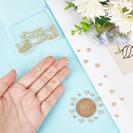 UNICRAFTALE Approximately 80 Pieces, 2 Types, 4/6 mm, Round Rondelle Beads, Flat Stainless Steel Beads, Flat Round Beads, Golden Spacer Beads, Golden Metal Beads, Metal Beads, Bead Charm Parts, For