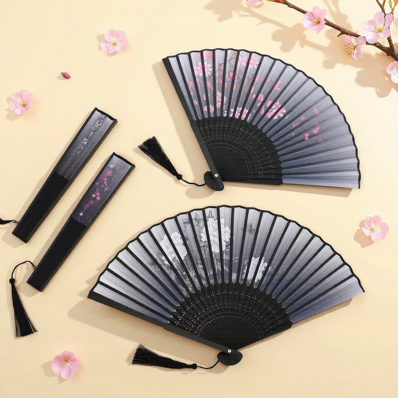 5 Pack Hand Fan Folding, Chinese Fan, Bamboo Handheld Fans