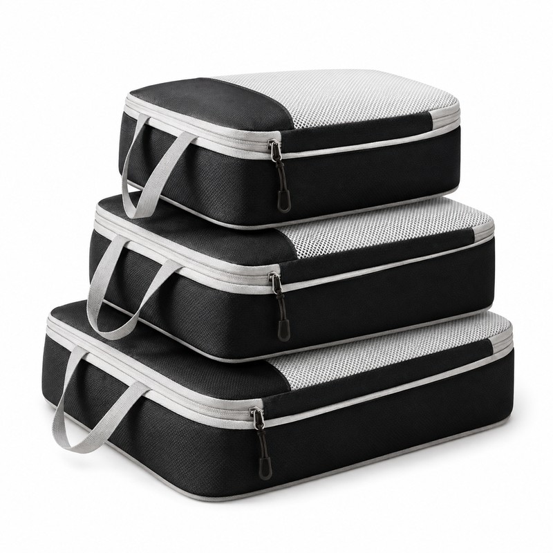 Compression Packing Cubes for Travel, 3-Piece Expandable Luggage Organizer Set,