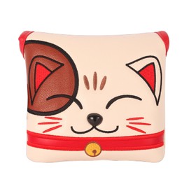 SHABIER Golf Large Mallet Headcover with Cartoon Animal Design for Golf Putter Club (Red Lucky kitty)