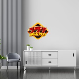 Triple 777 Jackpot Sticker | Casino Slot Machine Gambling Decal for Home Decor, Wall, Window, Car (4" x 3.25")
