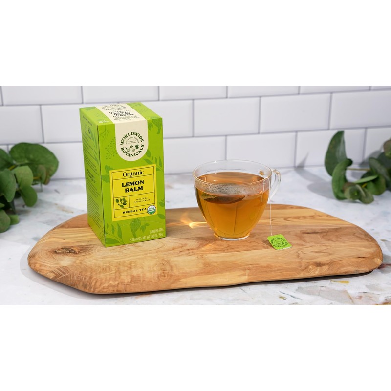 Worldwide Botanicals Organic Lemon Balm Tea, 25 Tea Bags -