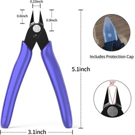 HSYTEK Professional Side Cutters - Ultra Precision Wire Cutters for Electronics, Model Making, Fine Wires & Cable Ties - Rustproof & Durable - Pack of 2 (Blue)