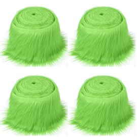 Perfeclan Faux Fur Fabric Shaggy Fur Patches Fabric Precut Strips Crafting Sewing Artificial Fabric Patches Fuzzy for Holiday Hat Shoes, Green
