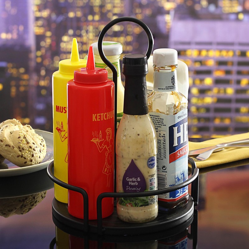 Tablecraft Versa Condiment Rack, Steel, Black, 18.42 x 18.42 x