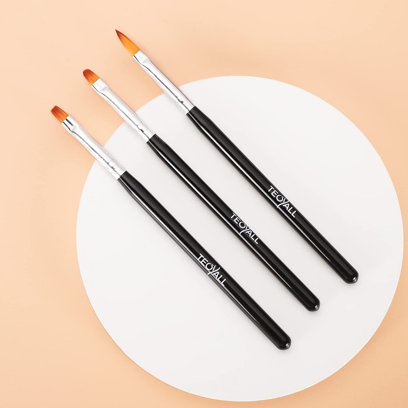 TEOYALL Nail Art Brushes, Nail Design Painting Brushes Builder Gel