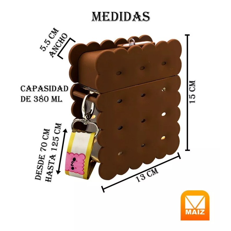 Maíz Botella De Agua Cantimplora Diseño Galleta 380ml Hermetica