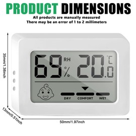 Pack of 6 Digital Thermometer Hygrometer Indoor Mini Thermometer Hygrometer Humidity Meter Room Thermometer with Smiley Indicator, Temperature and Hygrometer for Baby Room Living Room Office