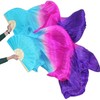 WJPUUS 1 Pair(Left+Right) Belly Dance Fan Artificial Silk Fans,Colorful Dancing