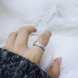 Crymystal Titanium Steel Heartbeat Couple Ring I Love You Promise Ring Wedding Band Valentine Engagement Promise Couple Ring Jewelry for Him and Her Best Gift （Size：9）