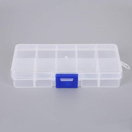 Jewelry Organizer(4 Pack), 2x10 Grids Bead Organizer Plastic Jewelry Box with Movable Dividers Earring Storage Containers (Assorted Color, Clear)