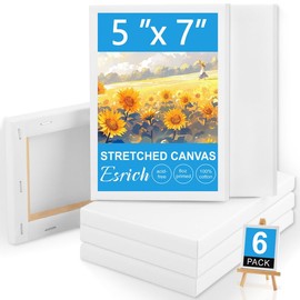 ESRICH Small Canvases for Painting, 6 Pack Canvas 5x7 Inch Stretched Canvas 2/5" Profile Primed Acid Free Painting Canvas for Kids for Oil Paint,Watercolor,Acrylic Paint,Gouache &Tempera.