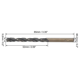uxcell Straight Shank Twist Drill Bits 5.2mm High Speed Steel 4341 with 5.2mm Shank 5 Pcs for Stainless Steel Alloy Metal Plastic Wood