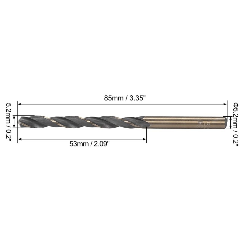 uxcell Straight Shank Twist Drill Bits 5.2mm High Speed Steel