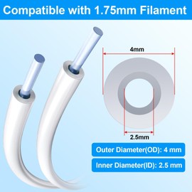 pclapora 5 Metre PTFE Hose with Cutter, 2.5 mm ID × 4 mm OD PTFE Tube Teflon Hose, White Teflon Hose, for Bambu Lab A1/A1 mini/P1P/P1S/X1C, for Creality K1/K1 Max/Ender 3 V3