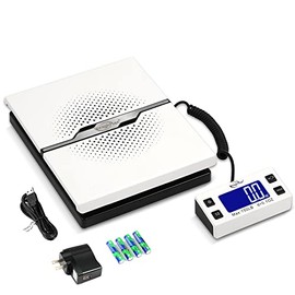 Weighmax W-8809 150 lbs x0.1oz Digital Shipping and Postal Scale with Extended Display, White, Battery and Ac Adapter Included