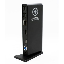 NPO USB-C Docking Station (11-in-1) for 2 Monitors (2x HDMI), Full HD 60Hz, 6-Way USB 3.0 HUB, Gigabit Ethernet, Audio, Compatible with Windows, macOS, Linux, M1 M2 Chip - Black