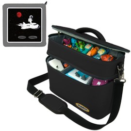 PUNALU Large bag for Toniebox including protective film suitable for Toniebox, space for 68 Tonies, set Toniebox bag + Toniebox sticker (Astronaut 3 black)