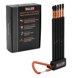 Railer 6 Inch Screwdriver Bit Set - Premium S2 Steel 6" Phillips, Square, Torx & Slotted Impact Driver 5pc Bit Set With A Storage Bit Holder & Carabiner