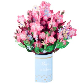 Pop-up birthday card, 3D Sakura, graduation card, encouragement card, folding card with envelope