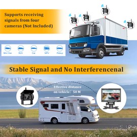 Hikity Wireless Reversing Camera Stable Signals Reversing Camera Radio Set with 7 Inch LCD Monitor IP67 Waterproof Night Vision Wireless Parking Aid for Truck Bus Van 12-24 V