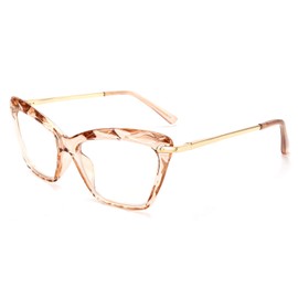 FEISEDY Crystal Cat Eye Reading Glasses Blue Light Blocking Reader Anti Eyestrain Glasses B2596 Champagne 3.00x