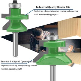 TAIWAIN Router Bit Rail Stile 1/4 Inch Shank, Wood Milling Tool Cutting Set, Round Over Cabinet Door Router Bits Sets, Groove Tongue Cutter Tool for Woodworking (SFV1)