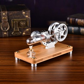PFCKE Hot Air Stirling Engine Motor Education Model Toy Electricity Power Generator LED Lights Kit Class Teaching Stirling Engine Kit for Adults Desktop Educational Toy Gift for Engineers M14-03DJ