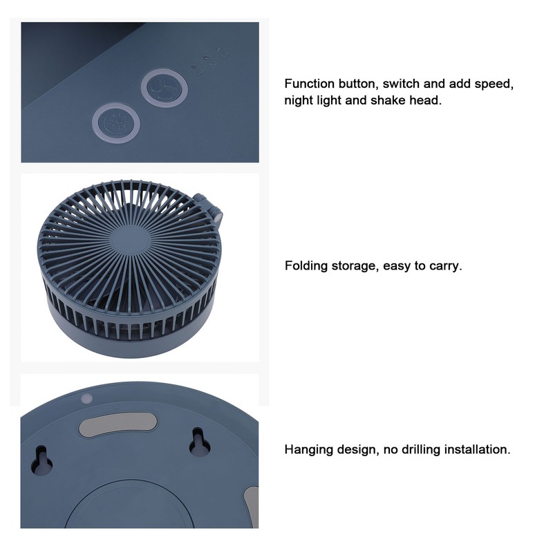 Desktop Folding Fan 3 Speeds USB Rechargeable Punch Free Electric