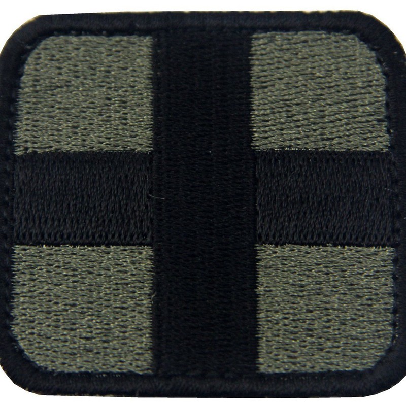 Medic Cross Tactical Embroidered Velcro Patch Olive and Black