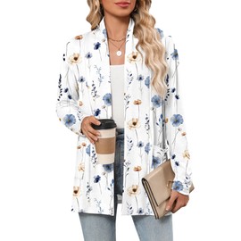 Zeagoo Lightweight Cardigans for Women 2025 Summer Long Sleeve Floral Cardigan Open Front Sweaters Loose Cover Up