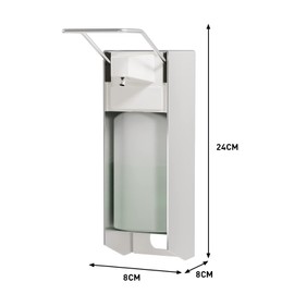 ITAX-WORLD Eurospender 500 ml, Wall Mounted Soap Dispenser with Elbow Print for Disinfectants and Hand Soaps, White Soap Dispenser, Aluminium