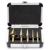 Chazcool Step Drill Bit, 5PCS HSS Titanium Step Drill Bit