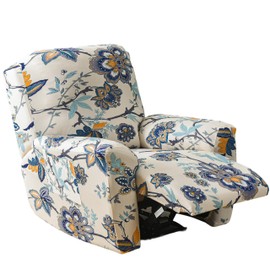 EBETA Armchair Covers Stretch Cover for Relaxing Chair, Complete Chair Protector, 4-Piece Elastic Recliner Chair Covers, Stretch Armchair Cover with Pockets for TV Chair, Lounger, Armchair (Poppy)