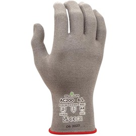 SHOWA AC200 Static Dissipative Touch Screen Compatible Uncoated HPPE A4 Cut Resistant Safety Work Glove, 18-Gauge, X-Large (12 Pair)