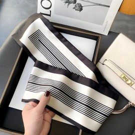 Women Silk Like Curly Headband Tie Sleeping at Night Fashion Bandana Headscarf (10, White)