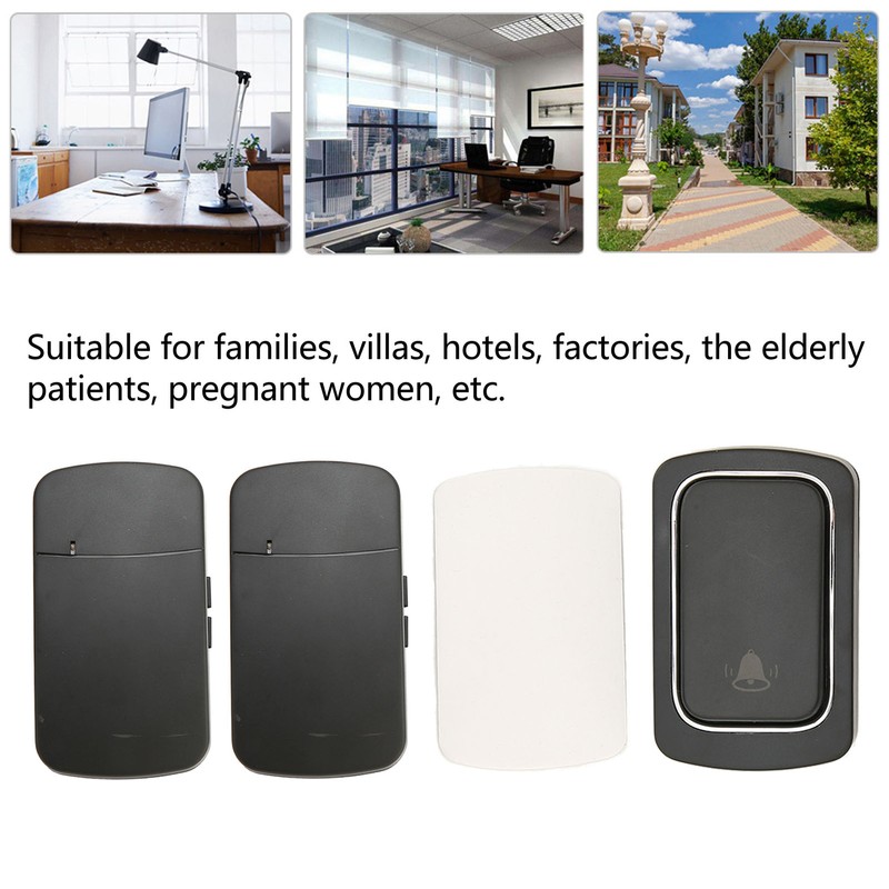 Wireless Doorbell Battery Free Self Generating 2 Transmitter for 1