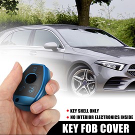 X AUTOHAUX Car Key Fob Cover 3 Button Key Case with Keychain Blue 2.2"x1.57"