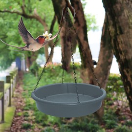 Baoblaze Hanging Bird Bath Bird Feeder Waterer Stable and Chain with Metal Hook Feeding Dish for Outdoor Bluebirds Robins Owls Parrots